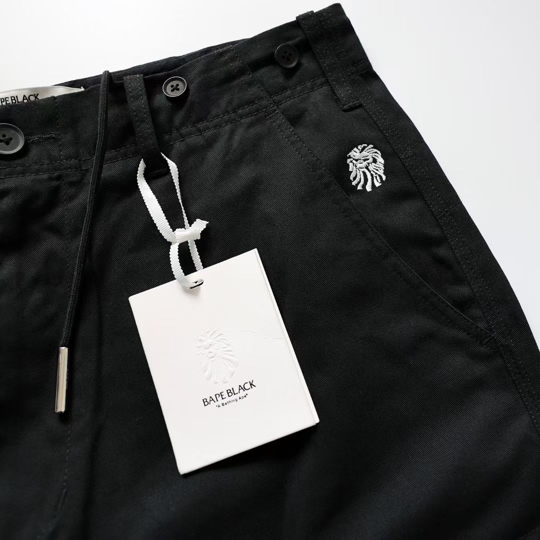 BAPE BLACK CARGO PANTS 暗黑高端线 猿人头刺绣九分裤 廓形版