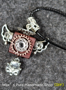 纯手工diy朋克风纯天然木制品混合材质项链 伴手礼小众孤品可爱