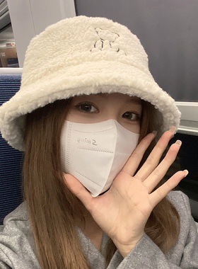 羊羔毛渔夫帽女冬韩版保暖可爱