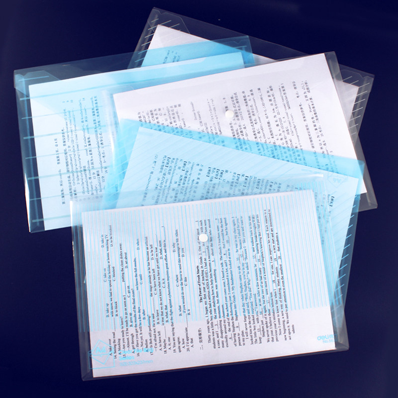 得力a4文件袋透明纽扣资料袋子防水塑料文件袋按扣档案公文收纳袋小清新学生试卷考试文具袋商务票据公文袋夹,淘宝优惠券,粉丝福利购,淘宝优惠卷