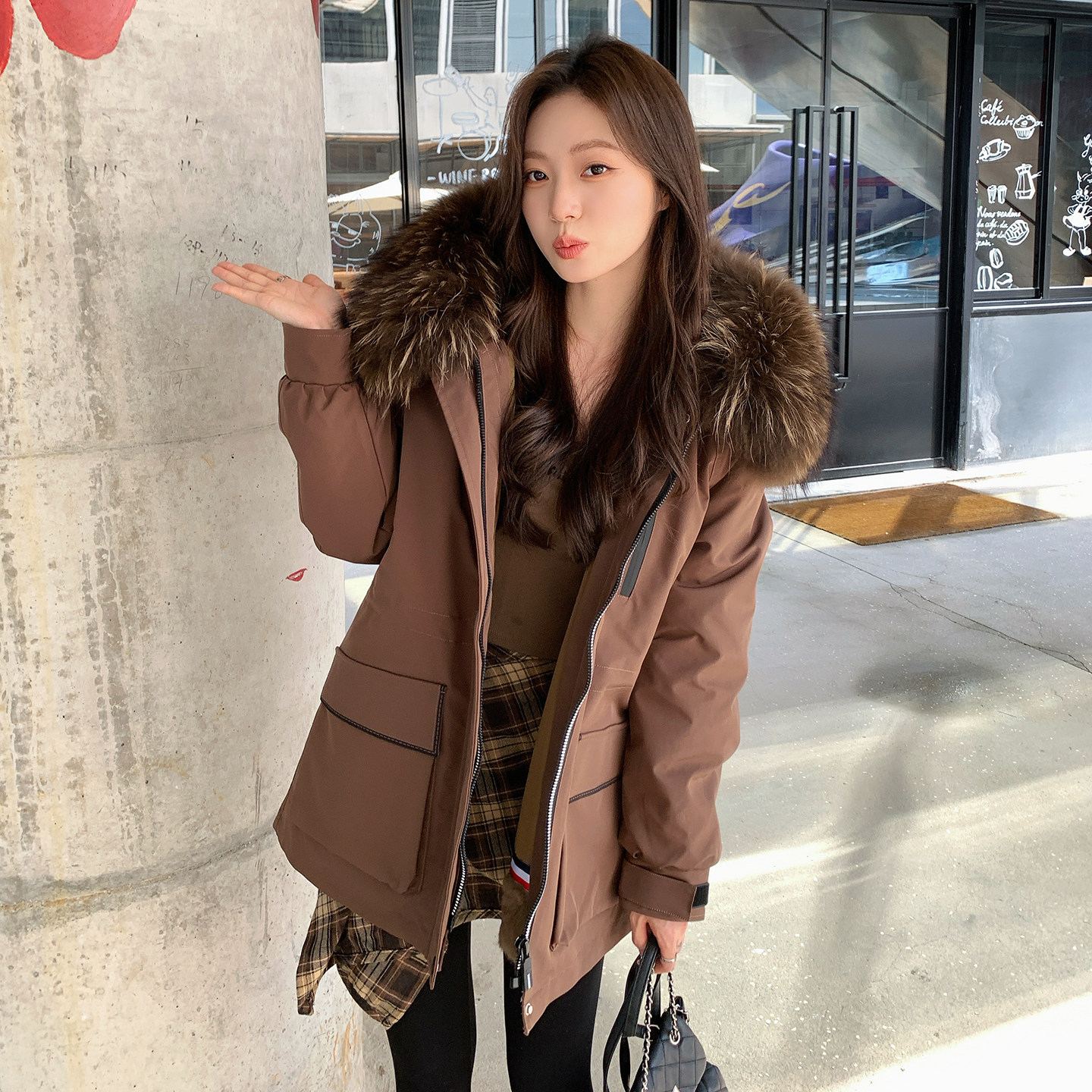 短款派克服替换外壳2025新款皮草通用外皮可拆卸工装宽松外套女冬,淘宝优惠券,粉丝福利购,淘宝优惠卷