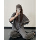 ເສື້ອຍືດ boot-cut pants, trousers, lazy suit two-piece set for women