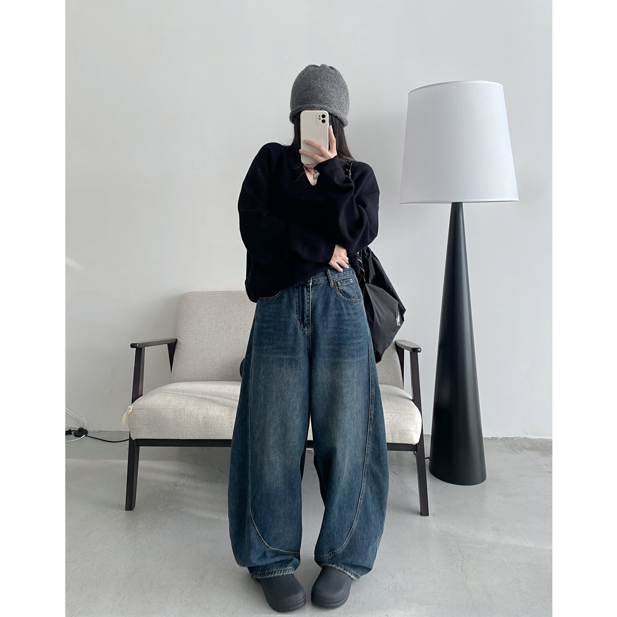 【清仓价】直筒镰刀牛仔裤女秋冬季新款通勤宽松弯刀阔腿拖地裤,淘宝优惠券,粉丝福利购,淘宝优惠卷