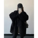 Stylish stand collar loose warm fur one-piece jacket