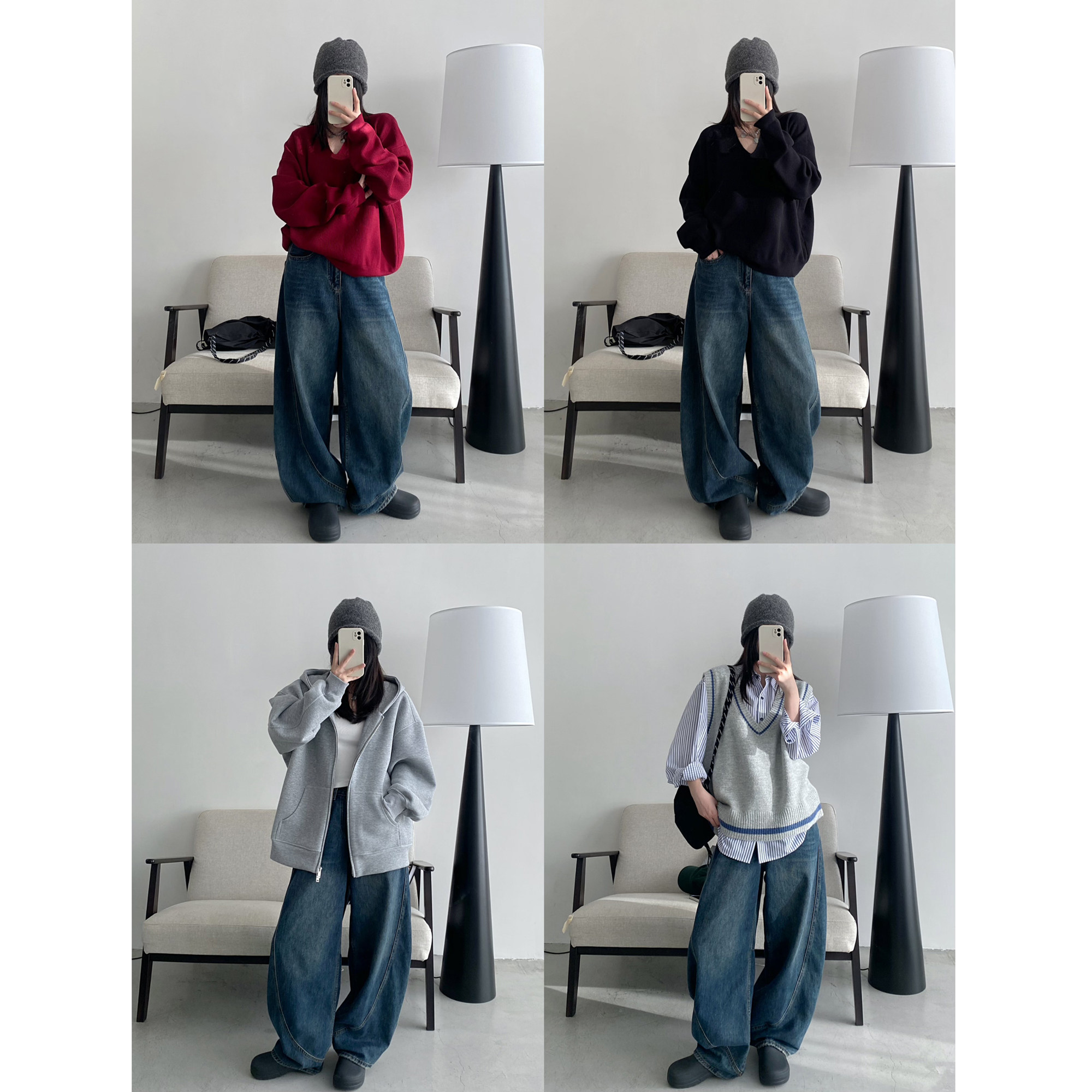 【清仓价】直筒镰刀牛仔裤女秋冬季新款通勤宽松弯刀阔腿拖地裤,淘宝优惠券,粉丝福利购,淘宝优惠卷