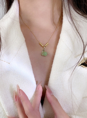 兔年本命年项链女和田玉兔锁骨链