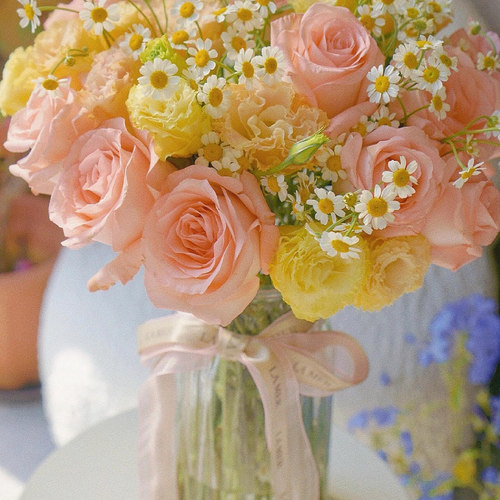 玫瑰洋桔梗康乃馨鲜花教师节花束鲜花高级插花云南基地直发顺丰 - 图0