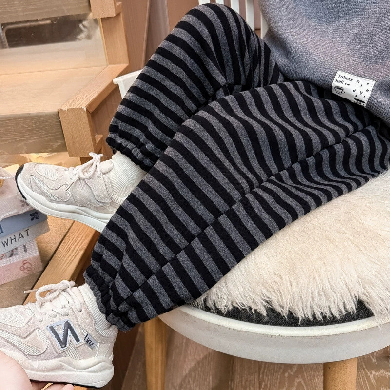 男女童加绒加厚长裤儿童新冬季韩版棉裤宝宝百搭保暖束脚条纹卫裤,淘宝优惠券,粉丝福利购,淘宝优惠卷