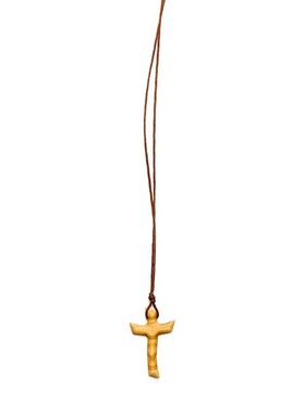 实木十字架项链简约创意吊坠橄榄木休闲男女毛衣项链木质复活节