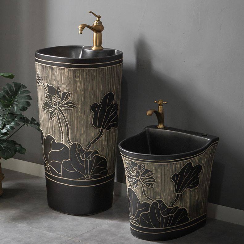 复古中式户外洗手盆庭院立柱盆一体落地式花园洗手池室外洗脸盆,淘宝优惠券,粉丝福利购,淘宝优惠卷