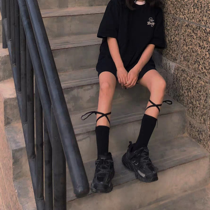 时尚绑带日系绑绳女款舒适中筒袜 妙婳短袜/打底袜/丝袜/美腿袜