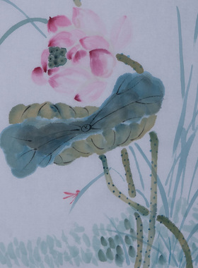 卧室纯手绘挂画没骨花鸟中式国画