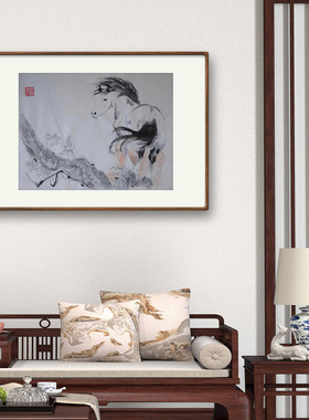 新中式写意画骏马图中国画字画