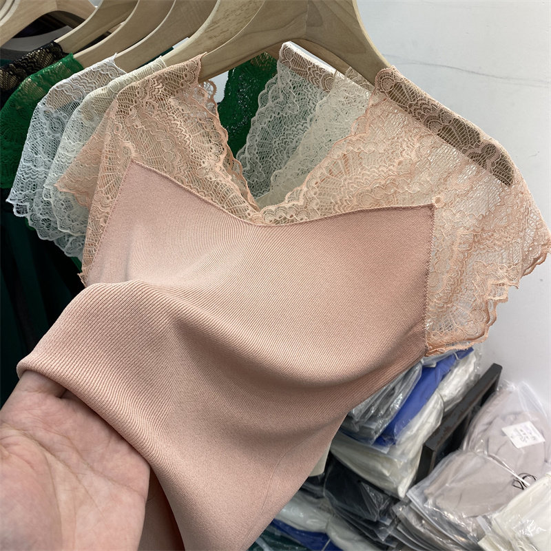 2022夏季新款欧货性感蕾丝潮打底衫 追苑T恤