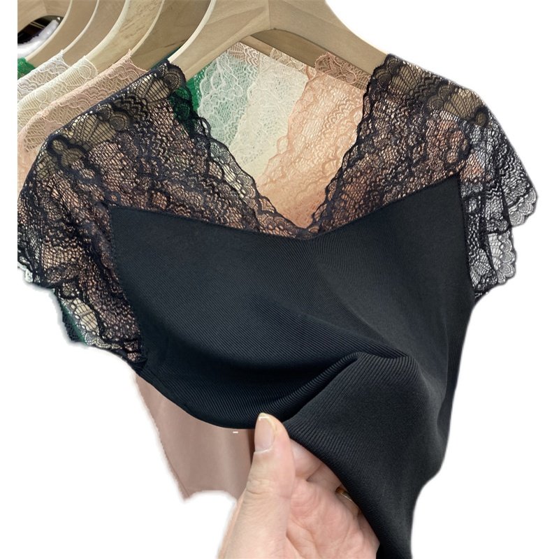 2022夏季新款欧货性感蕾丝潮打底衫 追苑T恤