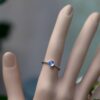 Delinju s925 silver moonstone ring women's simple light luxury simple style gemstone closed ring ring
