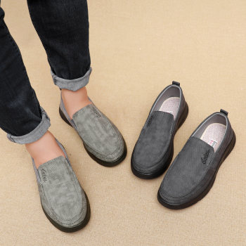 ເກີບຜູ້ຊາຍ slip-on, ດູໃບໄມ້ລົ່ນ breathable ເກີບ lazy ຮູບແບບໃຫມ່, ເກີບ canvas ບາດເຈັບແລະຜູ້ຊາຍ, ເກີບຜ້າປັກກິ່ງເກົ່າ, ເກີບພໍ່