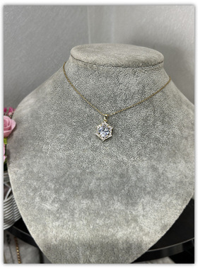 超闪金色六边形镶钻锁骨链女款