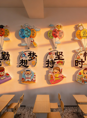 励志3D立体自粘文化墙贴