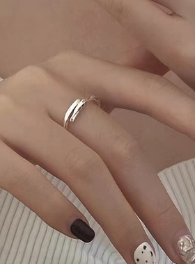 s925纯银luck莫比乌斯可调节戒指女小众ins冷淡风扭曲指环戒