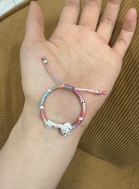 百事无忌新猪惊骨童宝宝初生儿红绳手链纯银七彩线蛇宝宝八卦如意