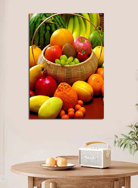 绿色蔬菜壁画水果店海报装饰画餐厅挂画厨房自粘大幅定制墙贴壁画