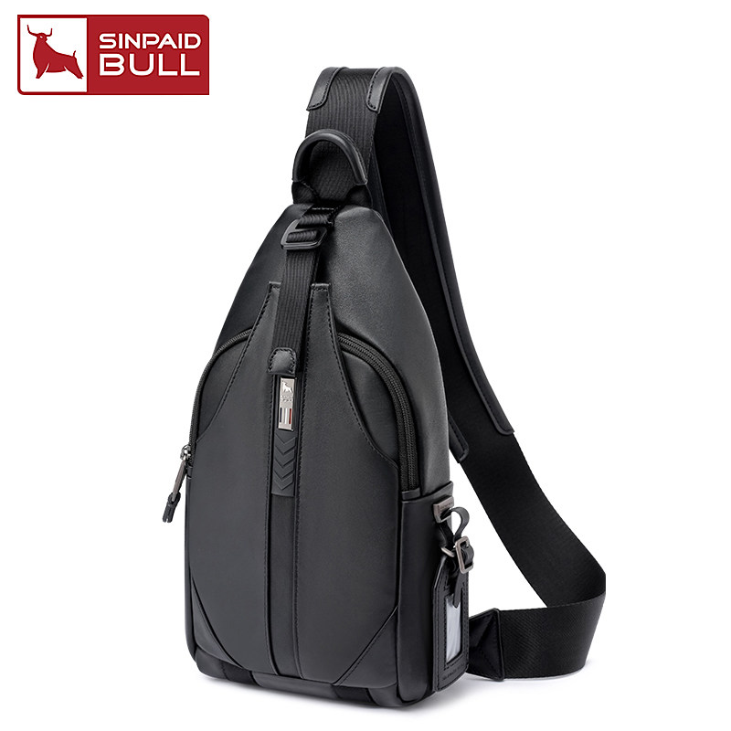 男士头层牛皮胸包多功能户外斜挎包 sinpaidbull男士包袋