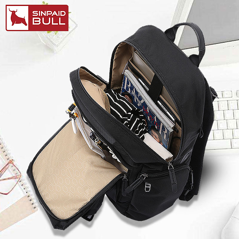 背包男士双肩包休闲旅行电脑女书包 sinpaidbull双肩背包
