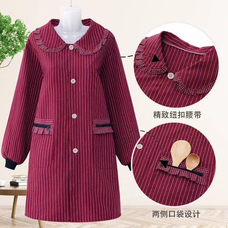 围裙家用干活做饭厨房棉布长袖罩衣新款洋气外穿防油污清洁工作服,淘宝优惠券,粉丝福利购,淘宝优惠卷