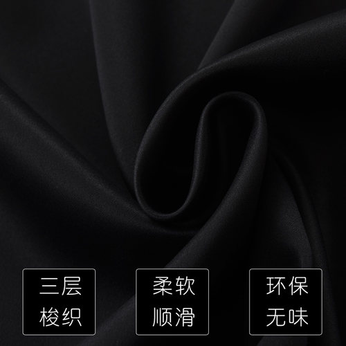 双面黑色全遮光窗帘布个性复古摄影遮阳防风保暖飘窗卧室窗帘成品 - 图1