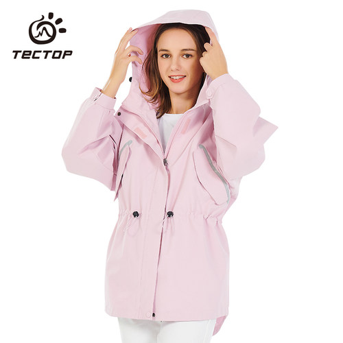 TECTOP/探拓中长款潮牌宽松连帽风衣女秋冬透气保暖服加厚长衣 - 图0