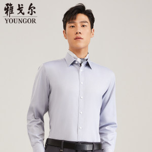 雅戈尔长袖衬衫春新款DP免烫商务休闲上班纯棉牛津纺衬衣