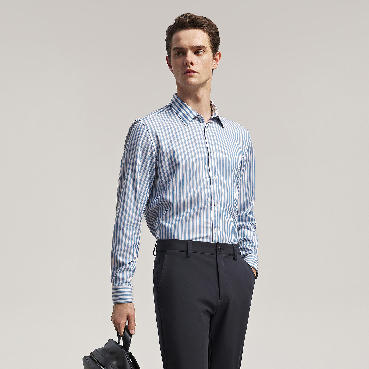 【牦牛绒】雅戈尔官方秋季新品商务休闲通勤条纹保暖长袖衬衫男 - 图2