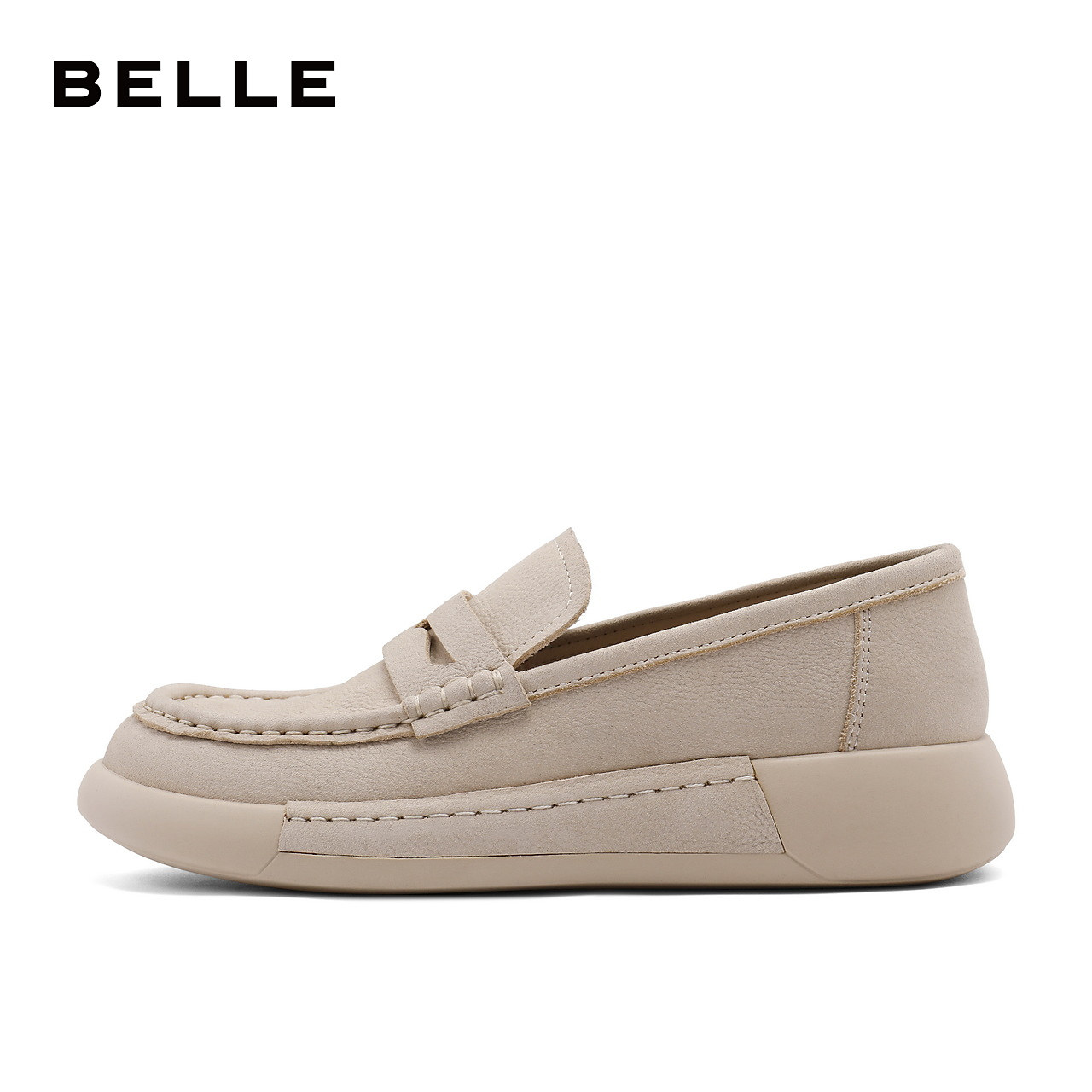 百丽女鞋子勃肯鞋新款一脚蹬乐福深口单鞋平底豆豆鞋女款B2101CA4,淘宝优惠券,粉丝福利购,淘宝优惠卷