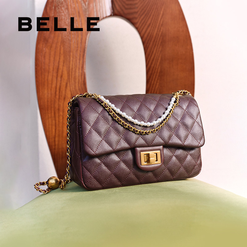 百丽包包女春新商场同款优雅小香风单肩斜挎手提绗缝包X7196AX5,淘宝优惠券,粉丝福利购,淘宝优惠卷