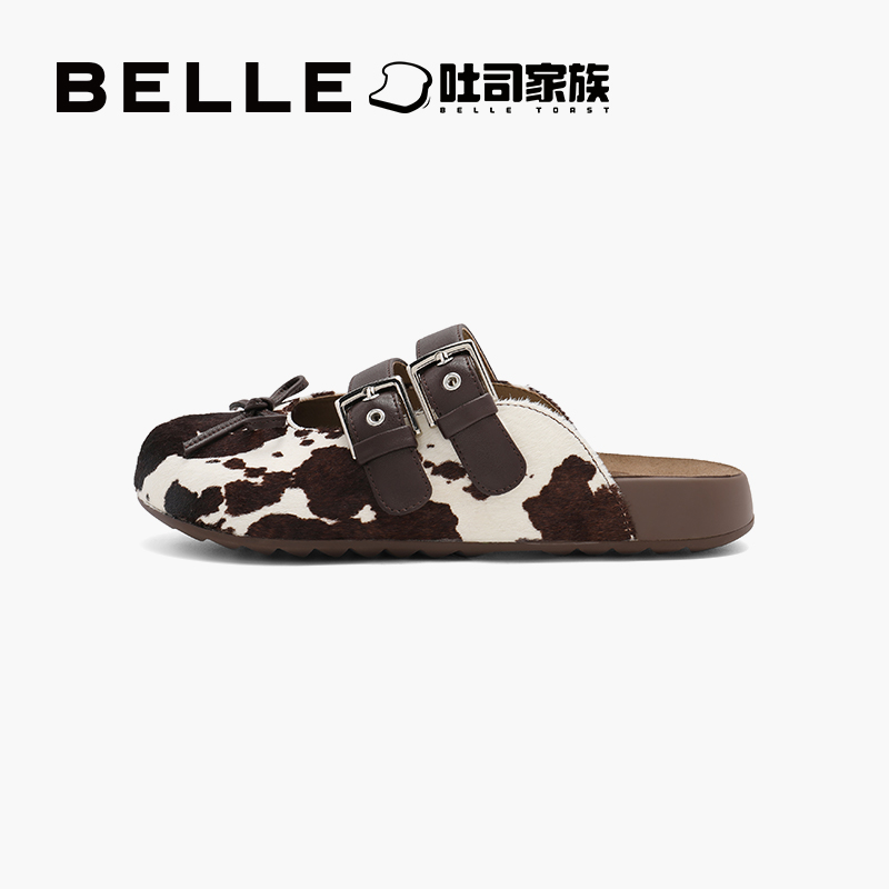 百丽吐司拖女鞋子新款包头穆勒鞋外穿包头勃肯鞋女B2212CH4 - 图0