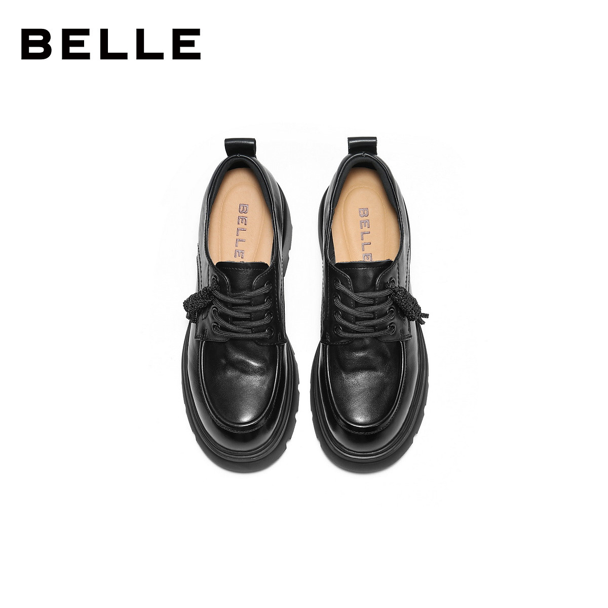 百丽复古厚底牛津鞋女商场春新款乐福黑色小皮鞋深口单鞋E9N1DAM6,淘宝优惠券,粉丝福利购,淘宝优惠卷