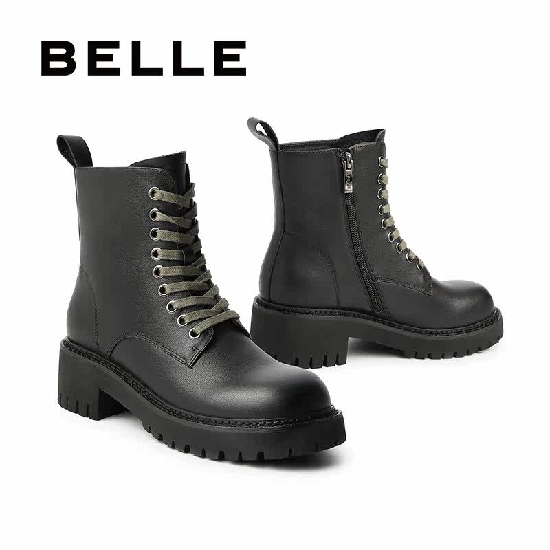 百丽厚底马丁靴英伦风粗跟皮短靴女dd0e 百丽官方outlets店 淘优券 百丽厚底马丁靴英伦风粗跟皮短靴女dd0e 百丽官方outlets店 淘优券