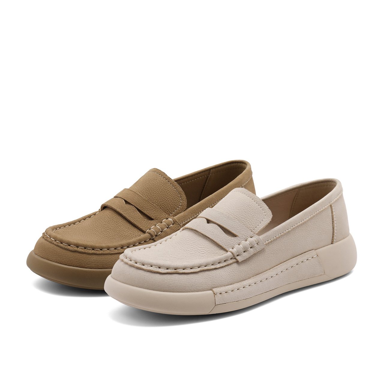 百丽女鞋子勃肯鞋新款一脚蹬乐福深口单鞋平底豆豆鞋女款B2101CA4,淘宝优惠券,粉丝福利购,淘宝优惠卷