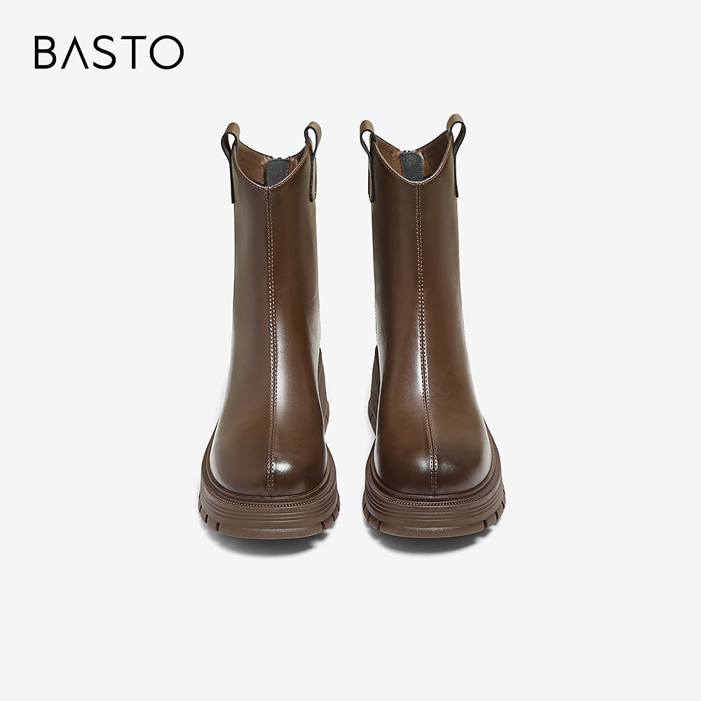 百思图2025冬季新款商场同款时装靴时尚简约粗跟女中靴BV239DZ5,淘宝优惠券,粉丝福利购,淘宝优惠卷