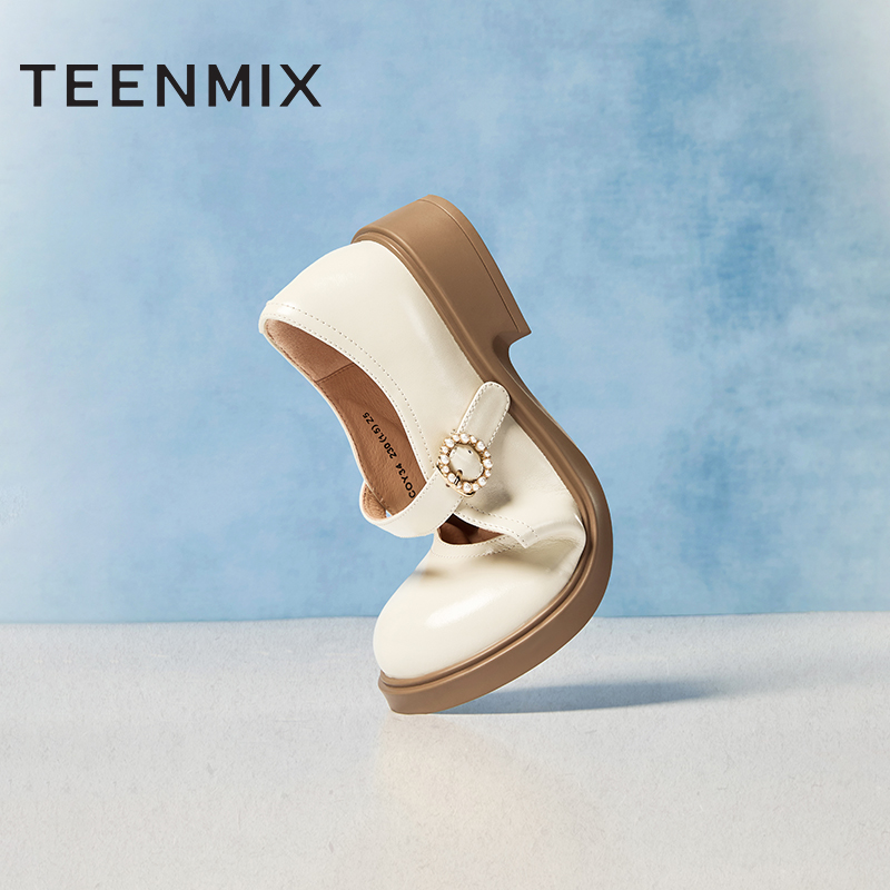 天美意复古玛丽珍鞋平底鞋女浅口单鞋小皮鞋2025秋季新款COY34AQ5 - 图0