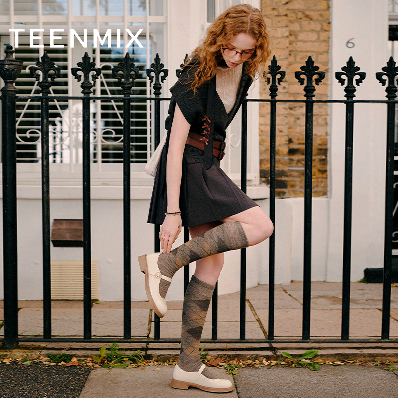 天美意复古玛丽珍鞋平底鞋女浅口单鞋小皮鞋2025秋季新款COY34AQ5 - 图1