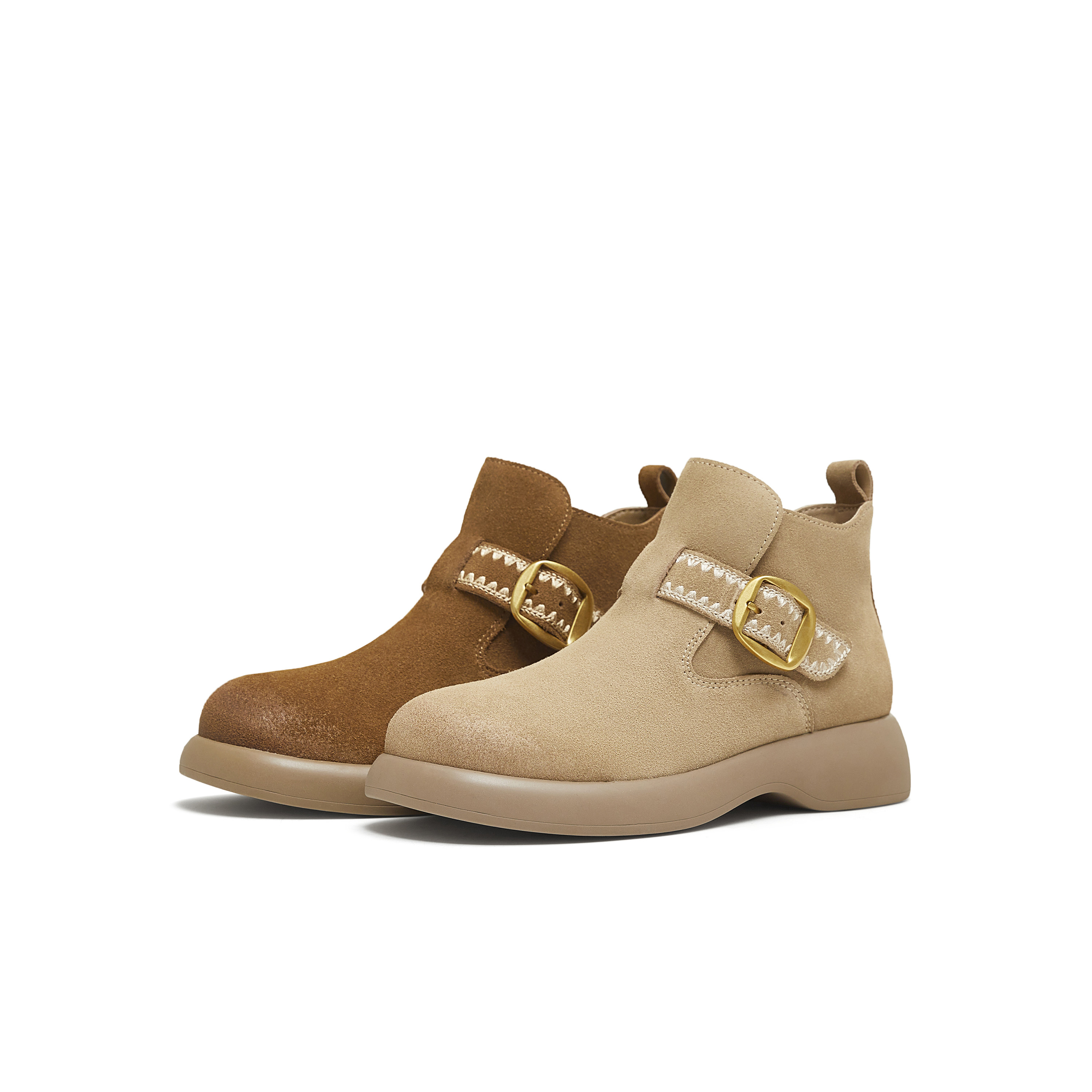 天美意复古厚底户外休闲时装靴女鞋子一脚蹬工装靴短靴2025冬新款,淘宝优惠券,粉丝福利购,淘宝优惠卷