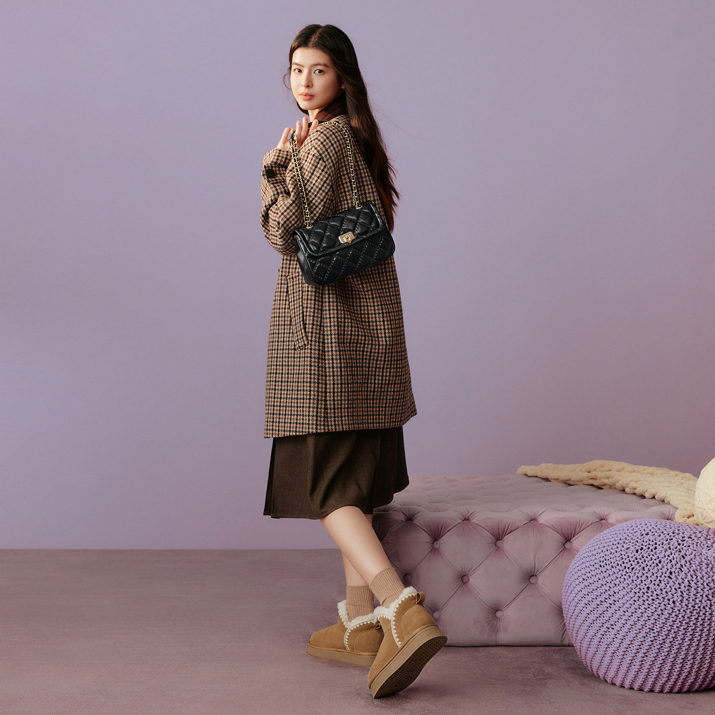 百思图2026春季新款商场同款绗缝包时髦链条单肩斜挎包女TY068AX6,淘宝优惠券,粉丝福利购,淘宝优惠卷