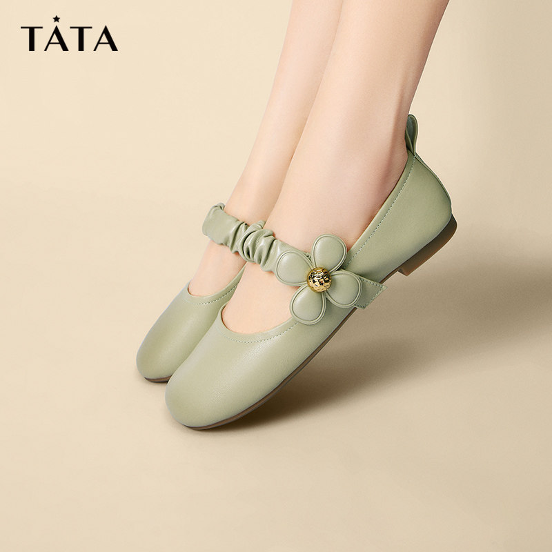 tata他她甜美花朵法式玛丽珍小皮鞋 百丽集团outlets店单鞋
