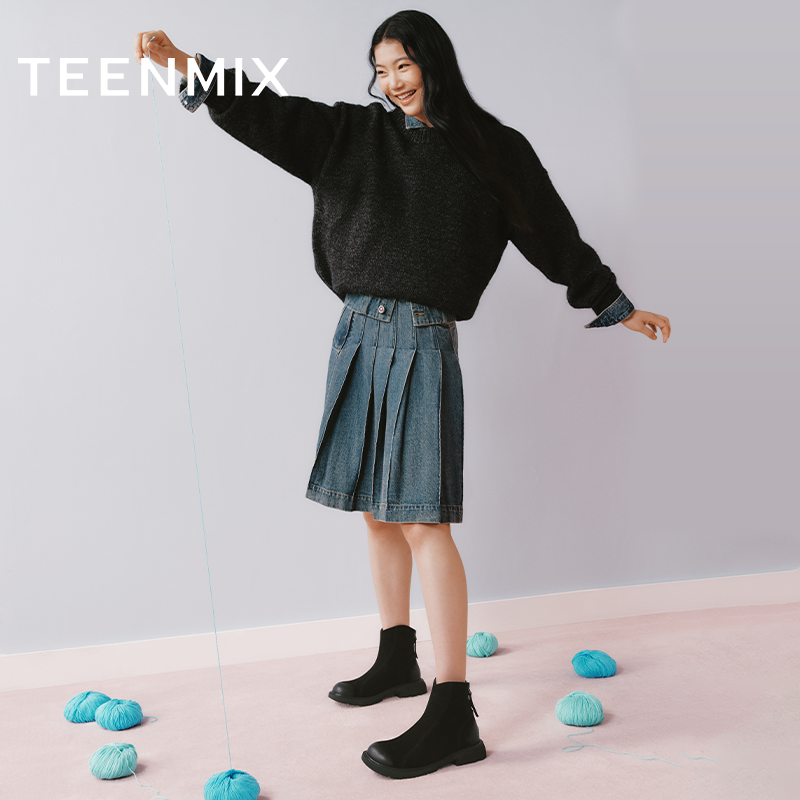 天美意复古英伦切尔西靴弹力靴女休闲短靴皮靴冬新款BJ841DZ4,淘宝优惠券,粉丝福利购,淘宝优惠卷