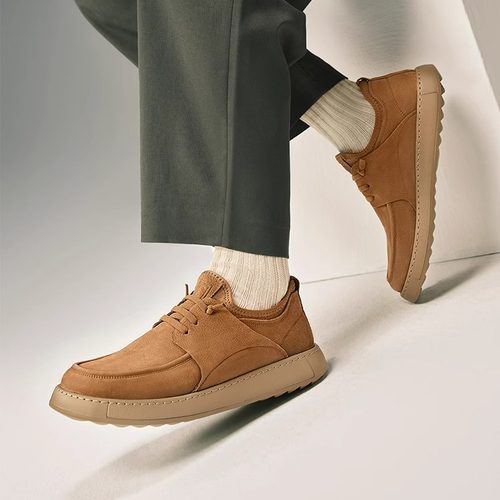 TATA他她英伦棕色工装鞋皮鞋男士透气真皮商务休闲鞋男鞋2025新款 - 图0