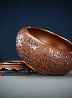 紫铜手工工艺百福聚宝盆铜器