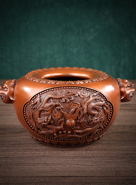 紫铜狮子缸聚宝盆工艺品