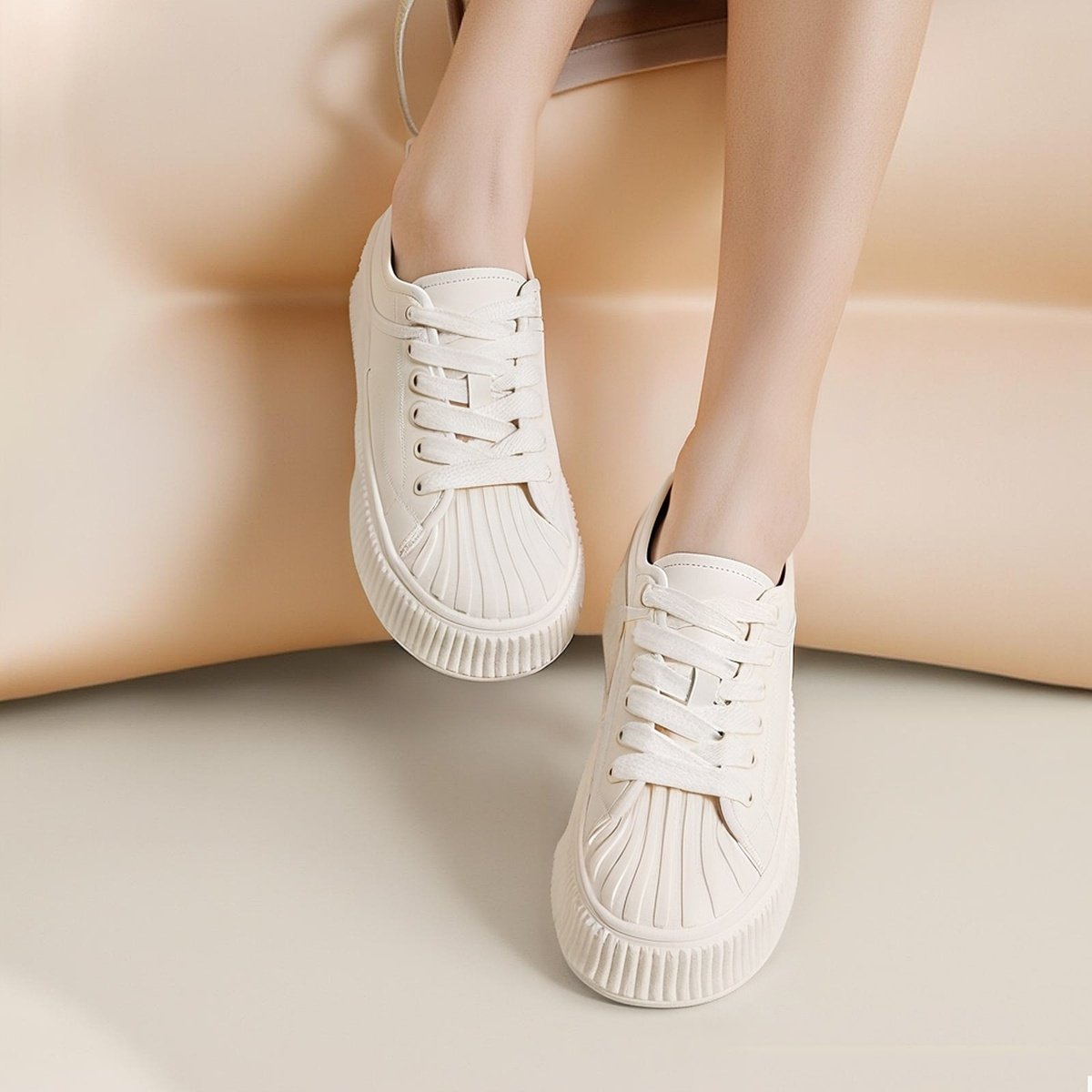 星期六贝壳头厚底板鞋春秋新款休闲系带纯色饼干鞋SS31112B03,淘宝优惠券,粉丝福利购,淘宝优惠卷